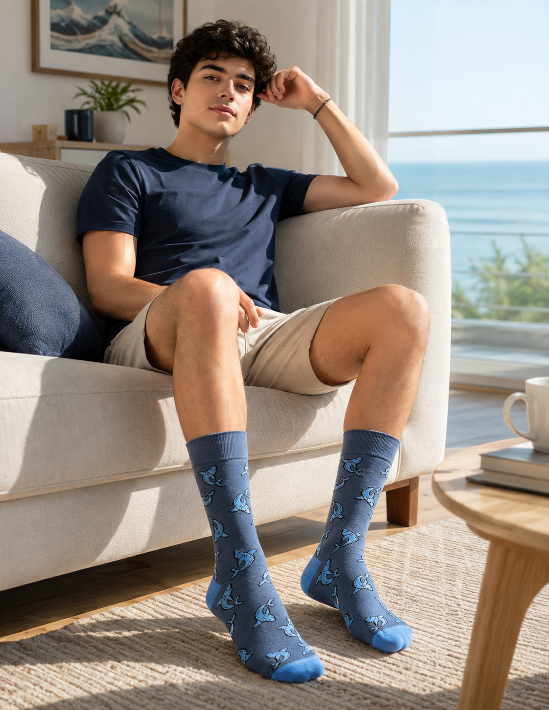 Calcetines Divertidos "Tiburones Color Azul"