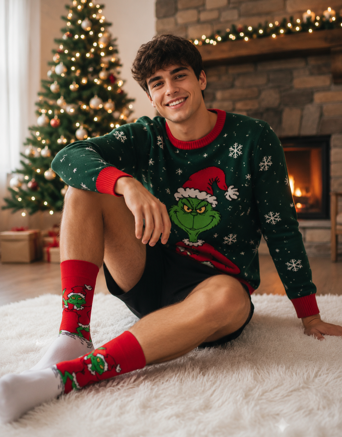 Calcetines Navideños Diseño De El Grinch Sobre la Nieve