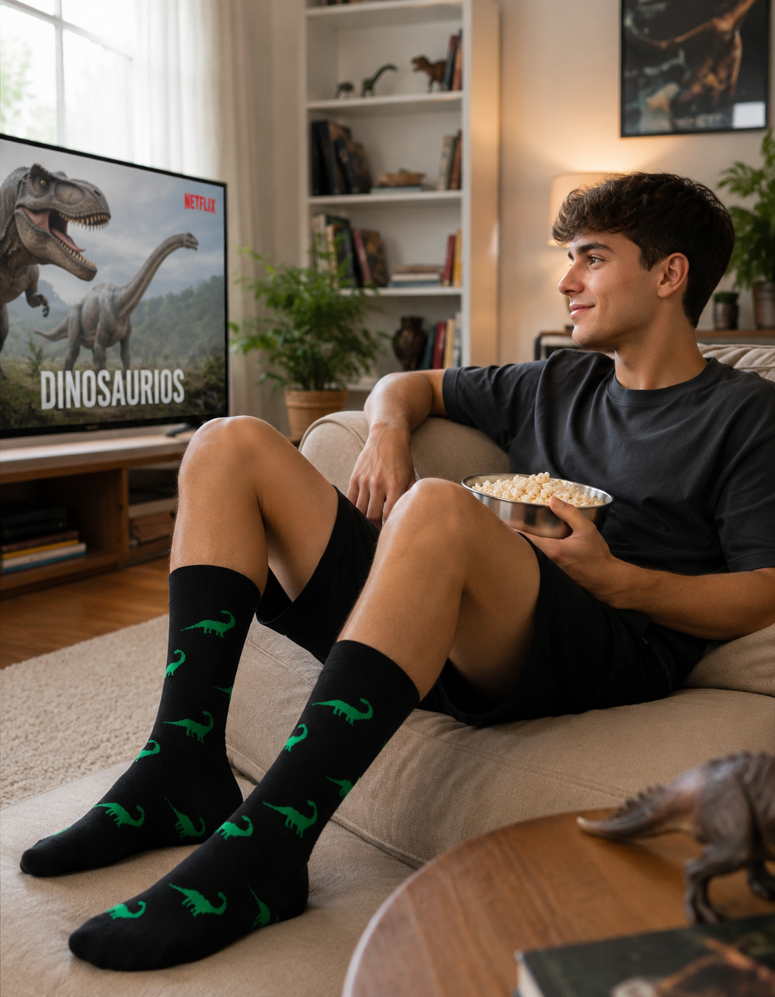Calcetines Divertidos "Dinosaurio Hanenschia Verde"