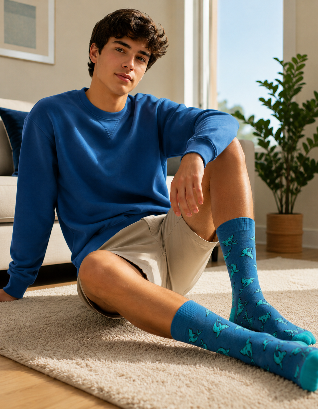 Calcetines Divertidos "Tiburones Color Azul"