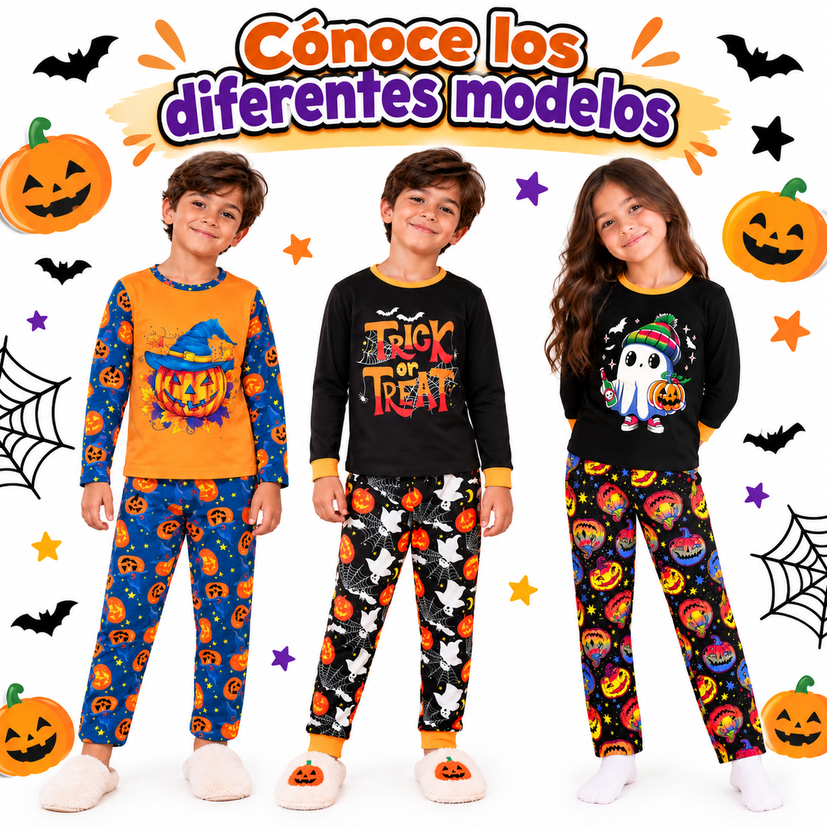 Pijama De Halloween/ Día De Muertos Infantil Niñ@s Térmica Moda Calabaza