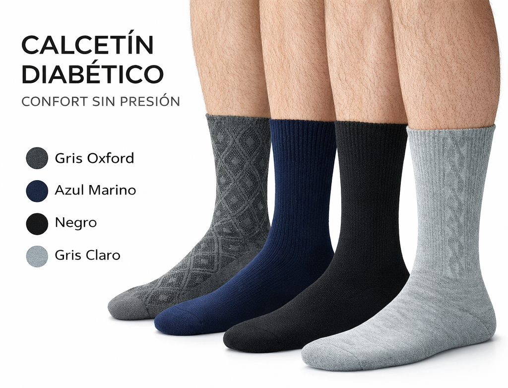 Calcetín Pie Diabético Caballero Vestir Confort 12 Pares