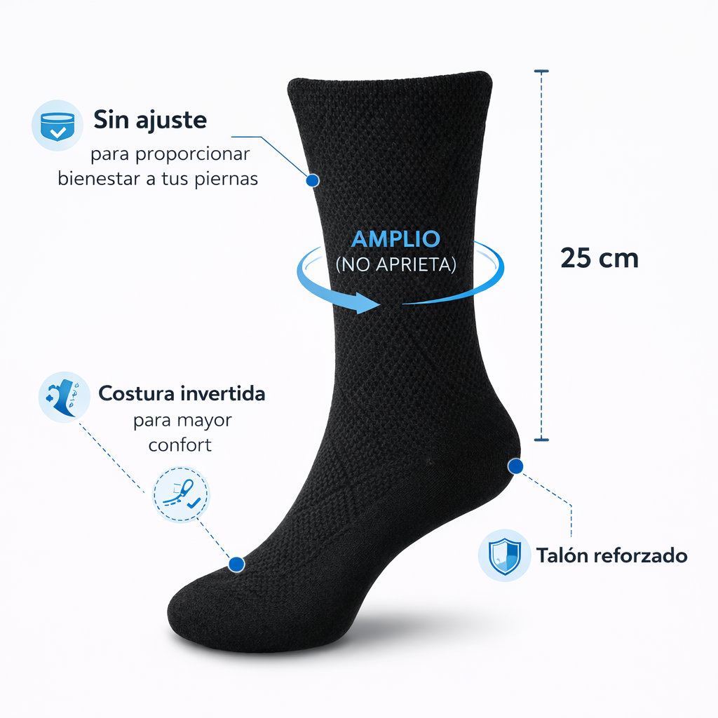 Calcetín Pie Diabético Caballero Vestir Confort 12 Pares