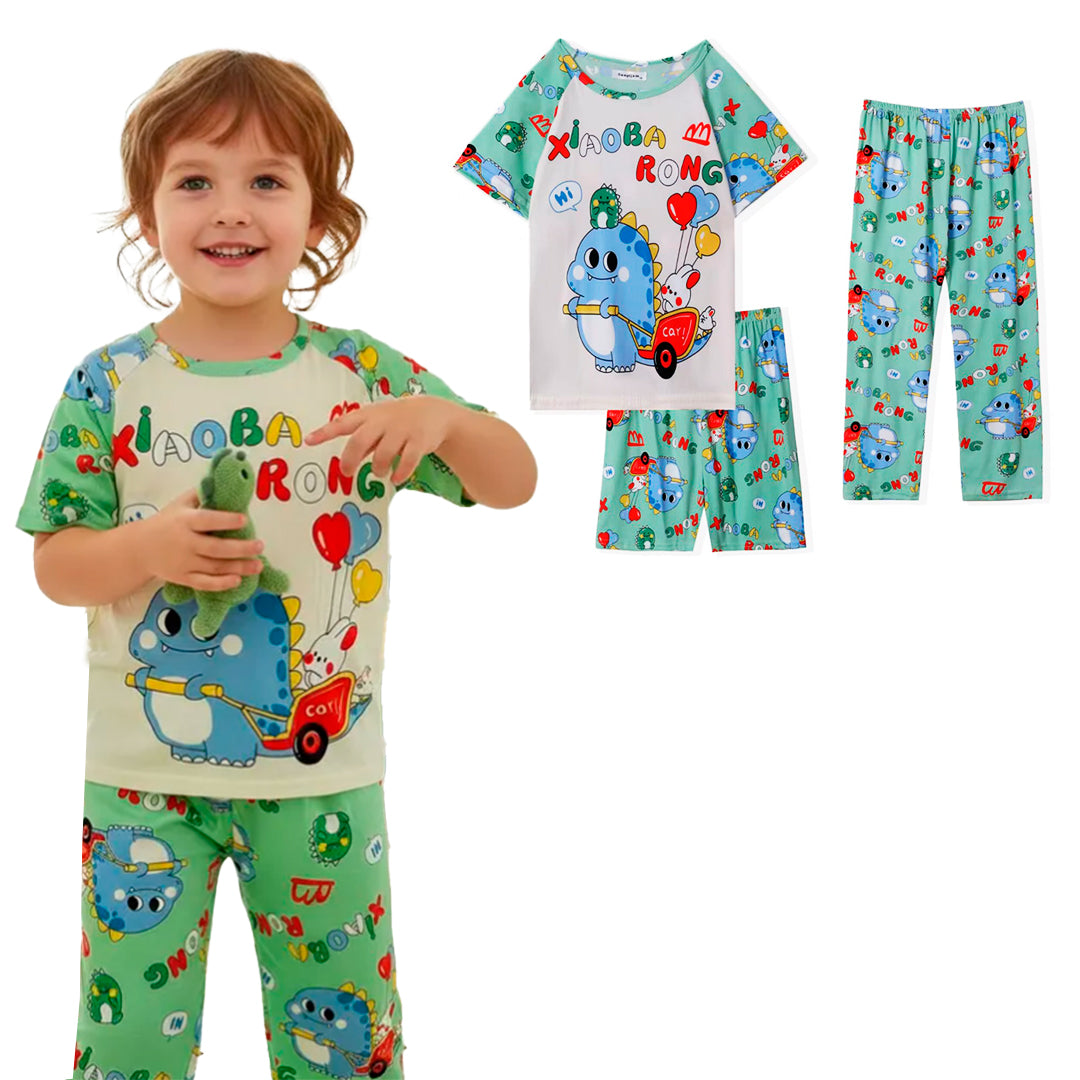 Pijama Infantil De Dinosaurio Juguetes Niño/Niña Pantalón, Short y Playera Fresca Moda
