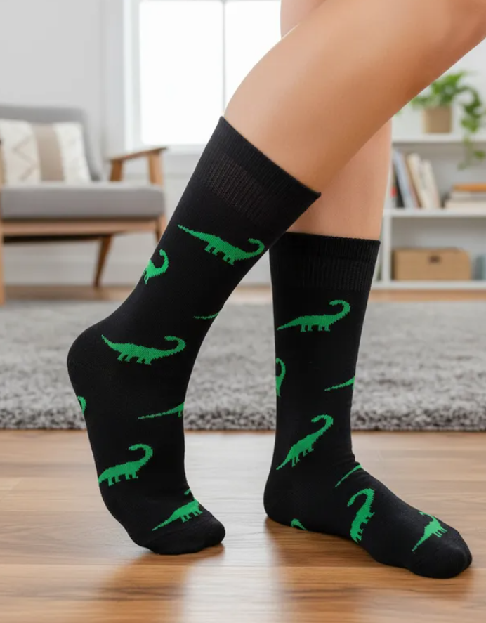 Calcetines Divertidos "Dinosaurio Hanenschia Verde"
