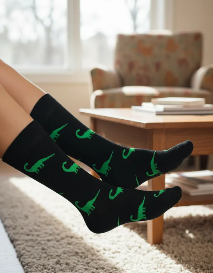Calcetines Divertidos "Dinosaurio Hanenschia Verde"