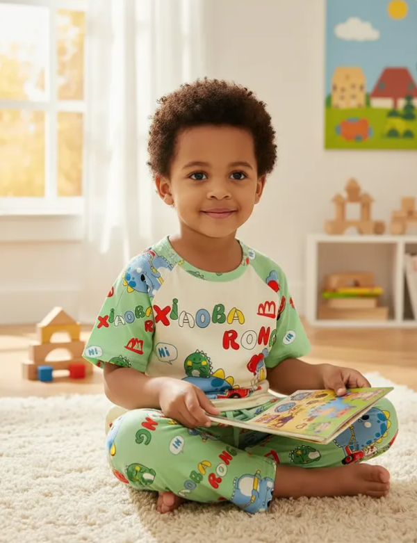 Pijama Infantil De Dinosaurio Juguetes Niño/Niña Pantalón, Short y Playera Fresca Moda