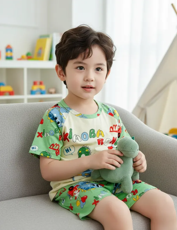 Pijama Infantil De Dinosaurio Juguetes Niño/Niña Pantalón, Short y Playera Fresca Moda