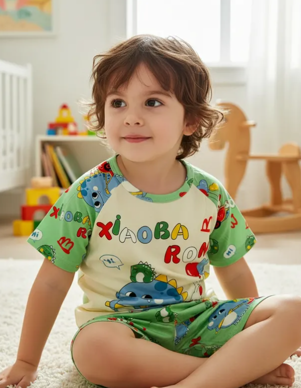 Pijama Infantil De Dinosaurio Juguetes Niño/Niña Pantalón, Short y Playera Fresca Moda