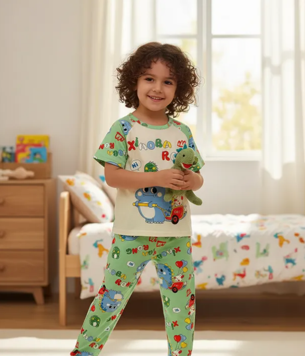 Pijama Infantil De Dinosaurio Juguetes Niño/Niña Pantalón, Short y Playera Fresca Moda