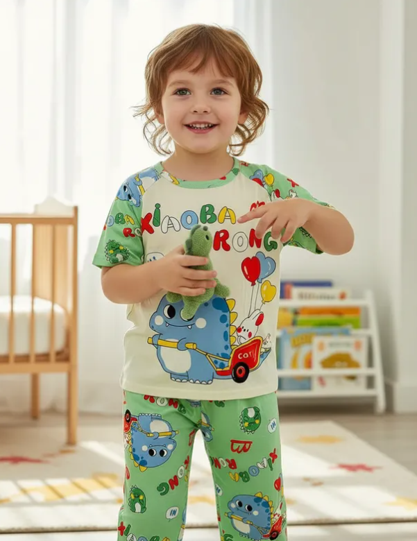 Pijama Infantil De Dinosaurio Juguetes Niño/Niña Pantalón, Short y Playera Fresca Moda