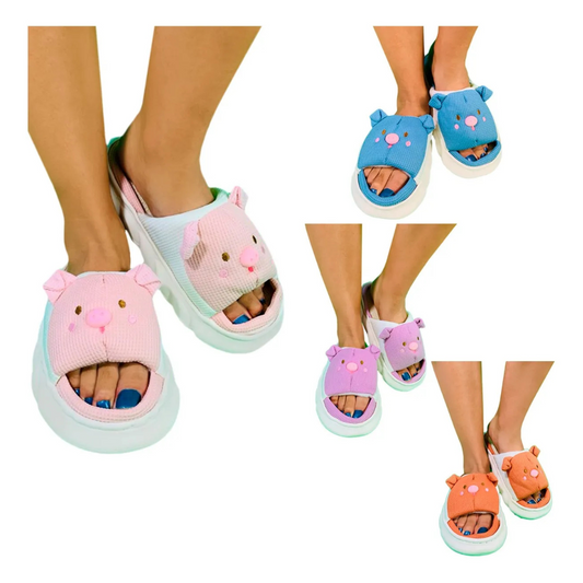 Pantuflas De Cerdito Dama Confort Invierno Suaves Moda Colores