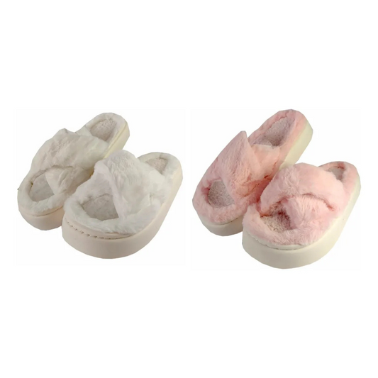 Pantuflas Diseño Cruzado Dama Confort Invierno Suaves Moda Colores
