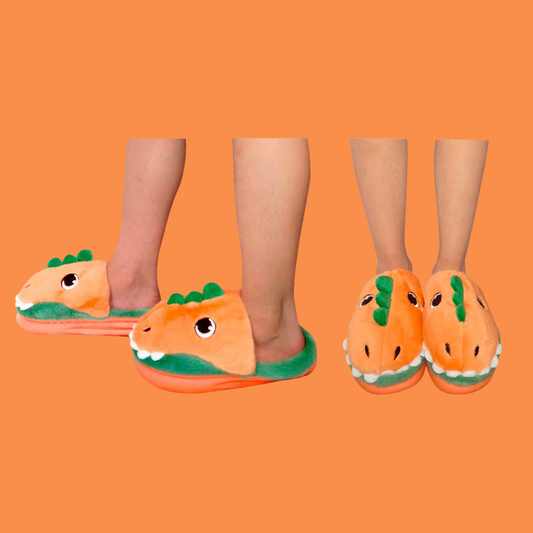 Pantuflas Diseño De Dinosaurio Carita Infantil Confort Invierno Suaves Moda Colores