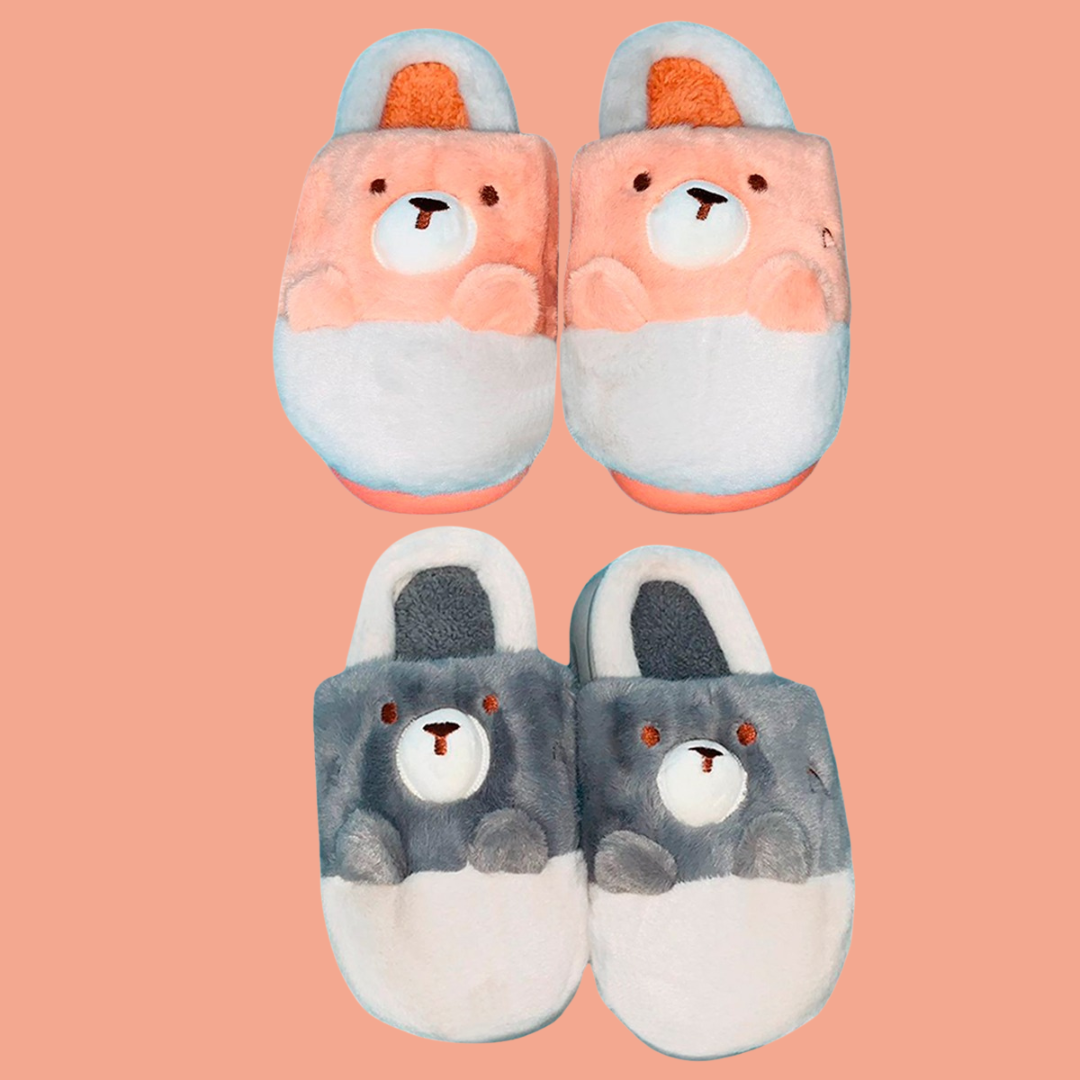 Pantuflas Diseño De Oso 3D Infantil Confort Invierno Suaves Moda