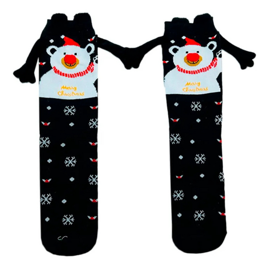 Calcetas Navideñas Manitas Imán Moda Cute Oso Polar Festivo (1 par)