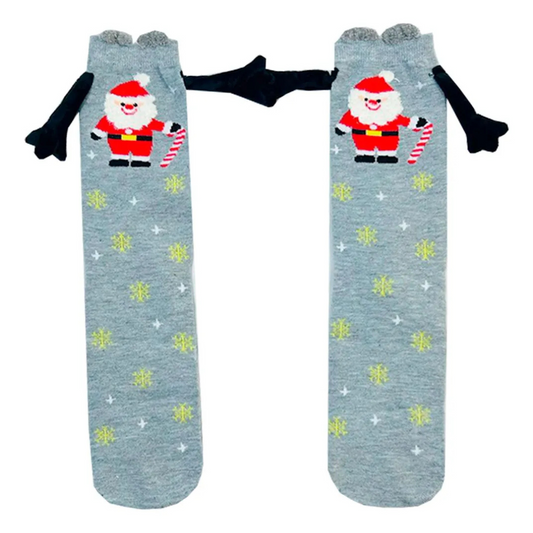 Calcetas Navideñas Manitas Imán Moda Cute Santa Claus Con Bastón (1 par)