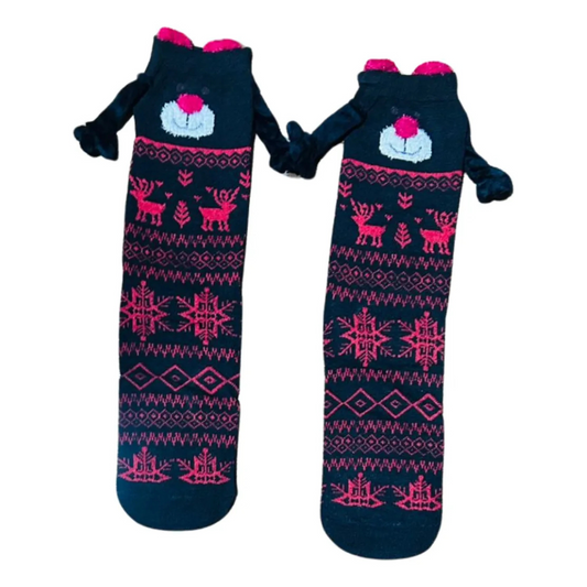 Calcetas Navideñas Manitas Imán Moda Cute Oso Festivo (1 par)