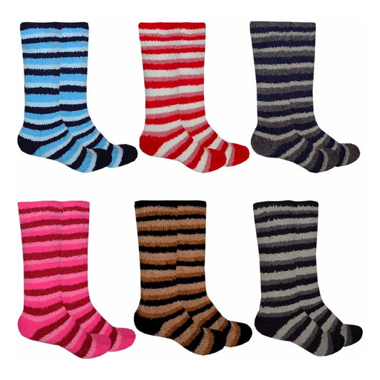 Calcetas De Peluche Rayas Algodón Suaves (4 Pares)