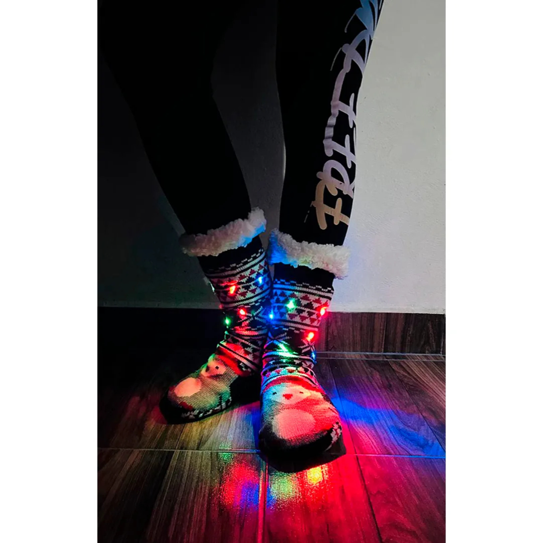 Calcetines De Borrego Luz Peluche Térmicas Navidad (2 pares)