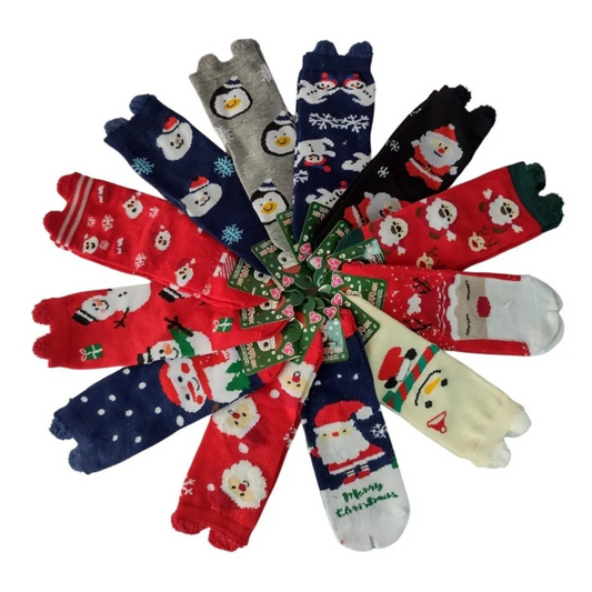 Calcetas Navideñas Infantil Orejitas Algodón Moda Calidad (12 pares)