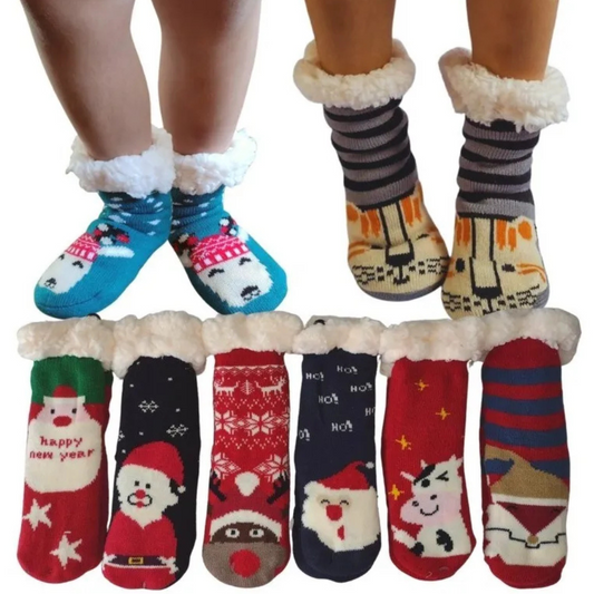 Calcetines De Borrego Peluche Térmicas Navidad (2 pares)