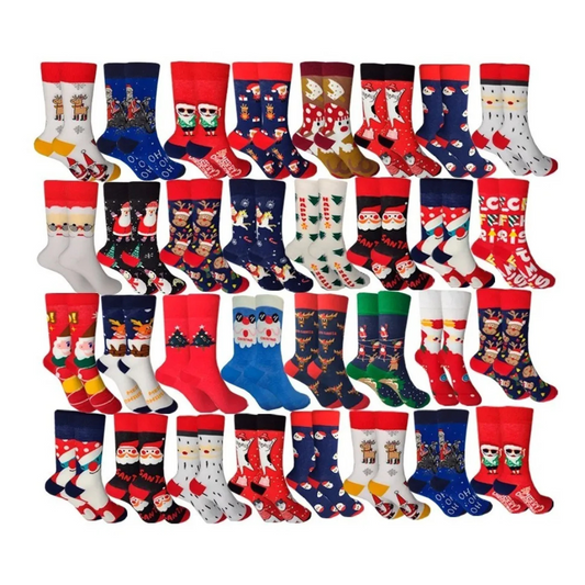 Calcetines Navideños Largos De Mujer/Hombre Calidad (12 pares)