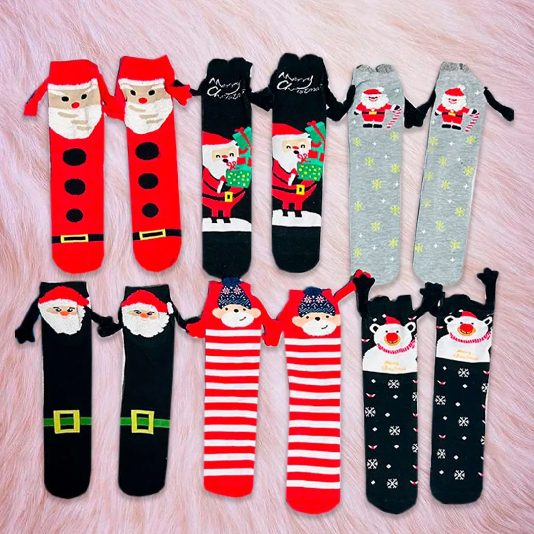 Calcetas Navideñas Manitas Imán Moda Cute Oso Festivo (1 par)