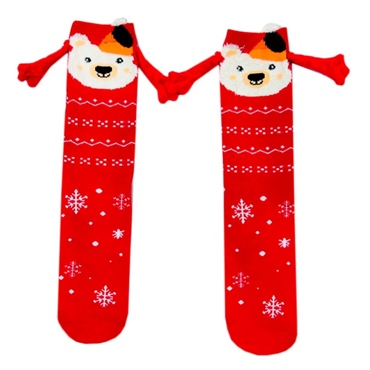 Calcetas Navideñas Manitas Imán Moda Cute Oso Polar (1 par)