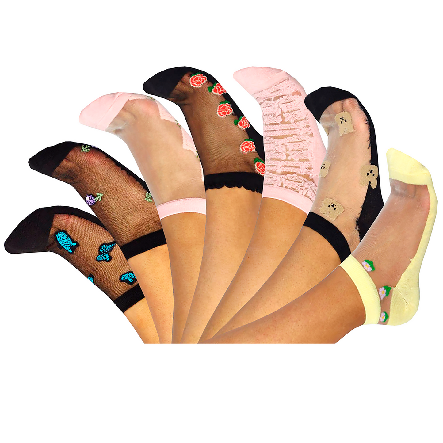 Calcetas Transparentes/medias Estampadas Mujer Elegantes Moda 10 Pares
