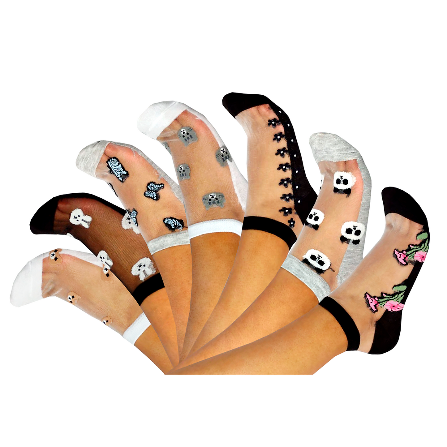 Calcetas Transparentes/medias Estampadas Mujer Elegantes Moda 10 Pares