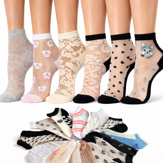 Calcetas Transparentes/medias Estampadas Mujer Elegantes Moda 10 Pares