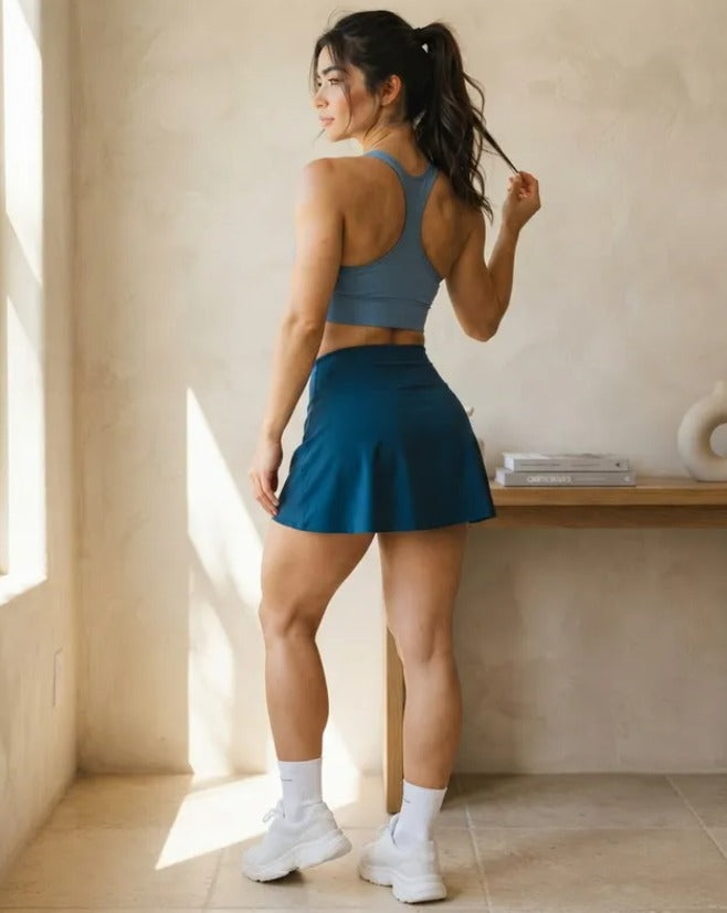Conjunto Deportivo Mujer Gym Top Y Falda Sexy Fitness Moda