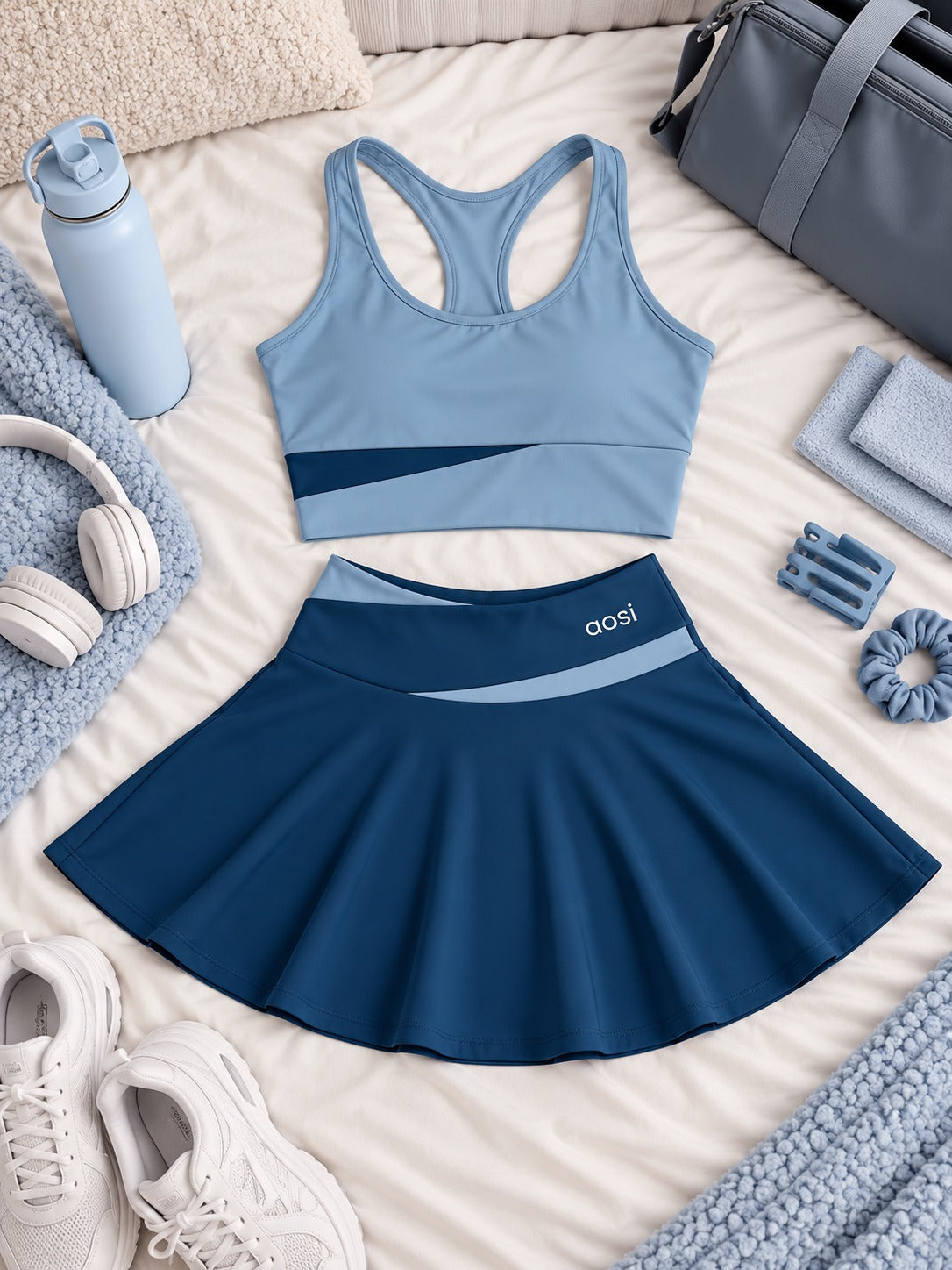Conjunto Deportivo Mujer Gym Top Y Falda Sexy Fitness Moda