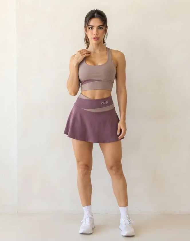 Conjunto Deportivo Mujer Gym Top Y Falda Sexy Fitness Moda