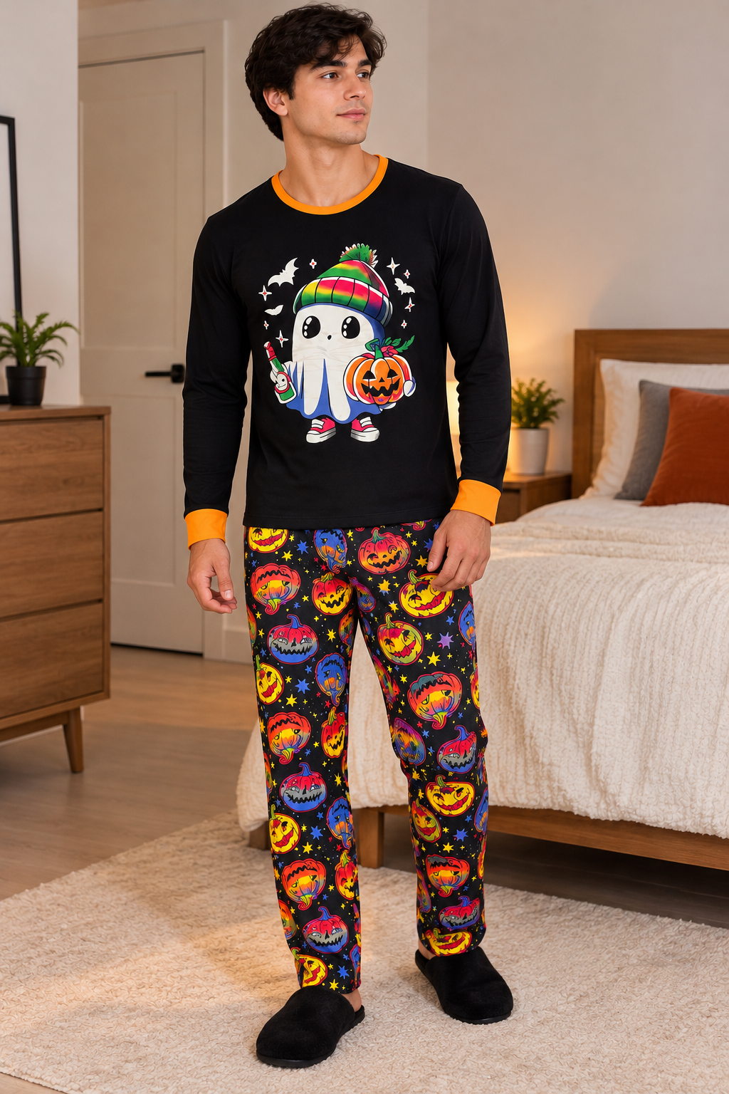 Pijama De Halloween/ Día De Muertos Hombre Térmica Moda Fantasma