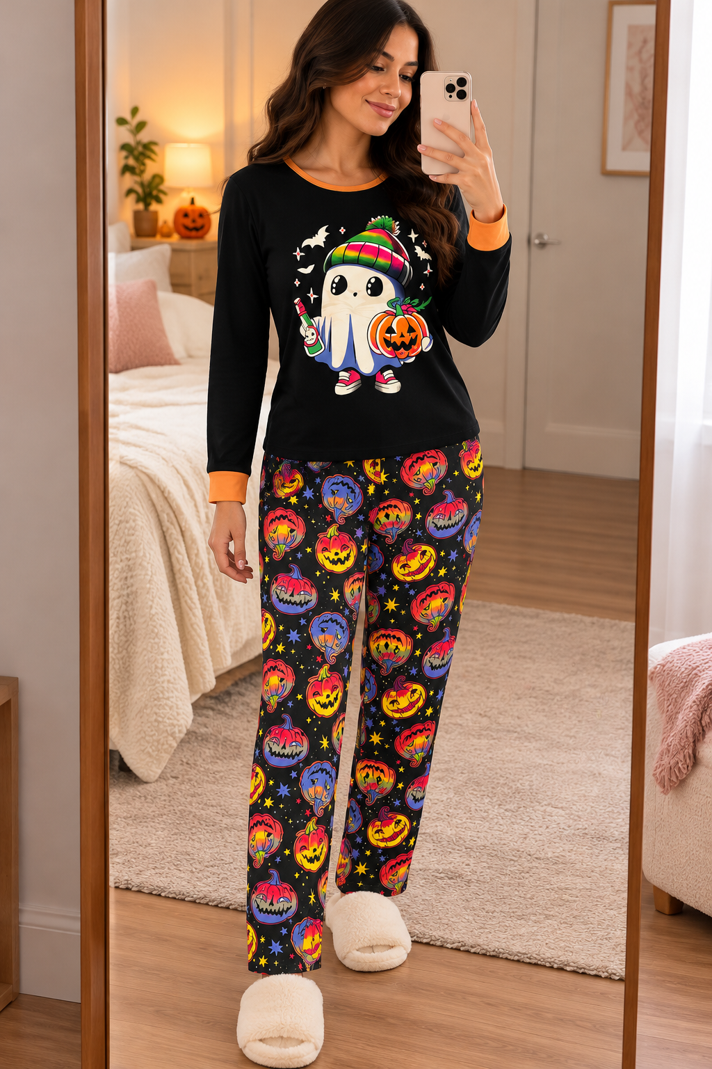 Pijama De Halloween/ Día De Muertos Mujer Térmica Moda Fantasma
