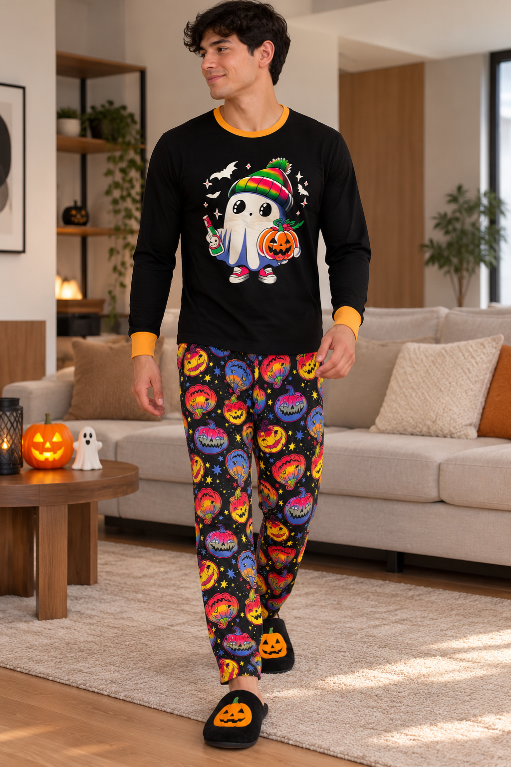 Pijama De Halloween/ Día De Muertos Hombre Térmica Moda Fantasma