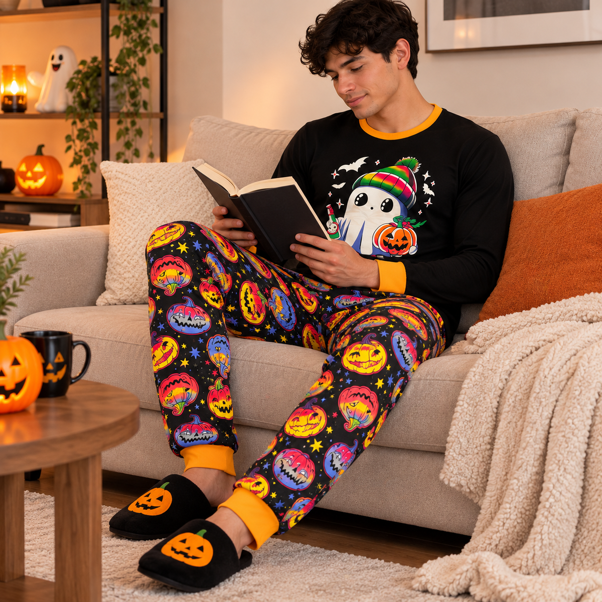 Pijama De Halloween/ Día De Muertos Hombre Térmica Moda Fantasma