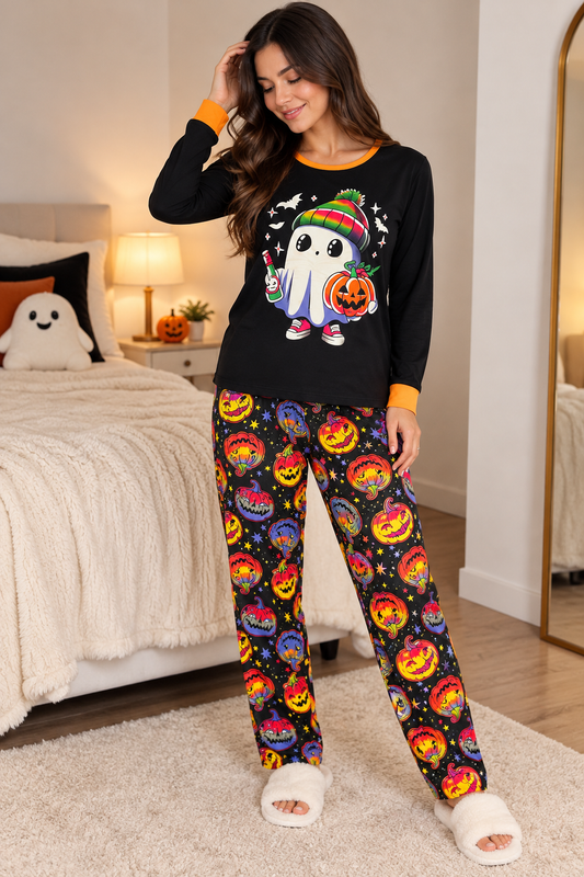 Pijama De Halloween/ Día De Muertos Mujer Térmica Moda Fantasma