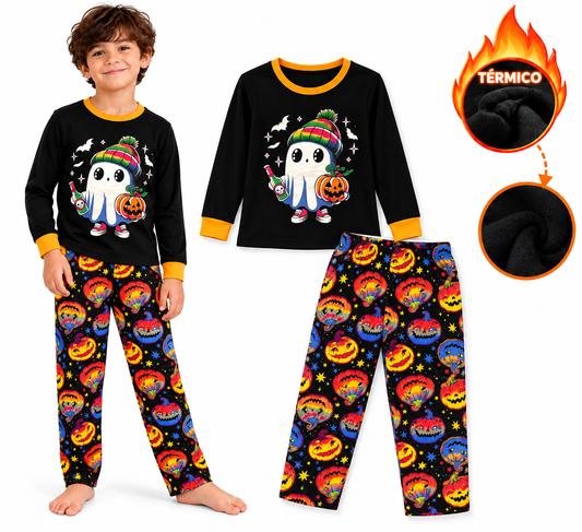 Pijama De Halloween/ Día De Muertos Infantil Niñ@s Térmica Moda Fantasma