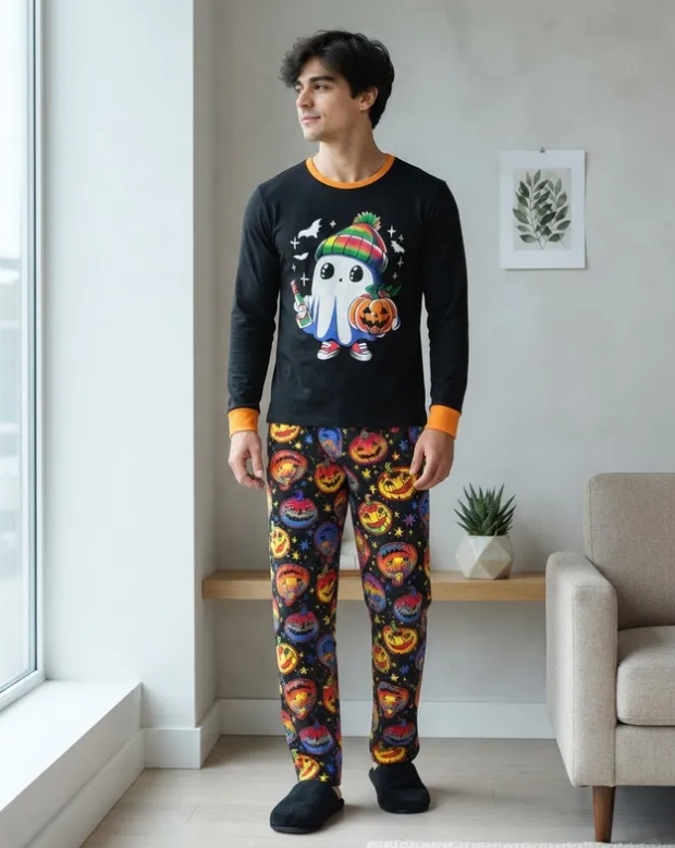 Pijama De Halloween/ Día De Muertos Hombre Térmica Moda Fantasma