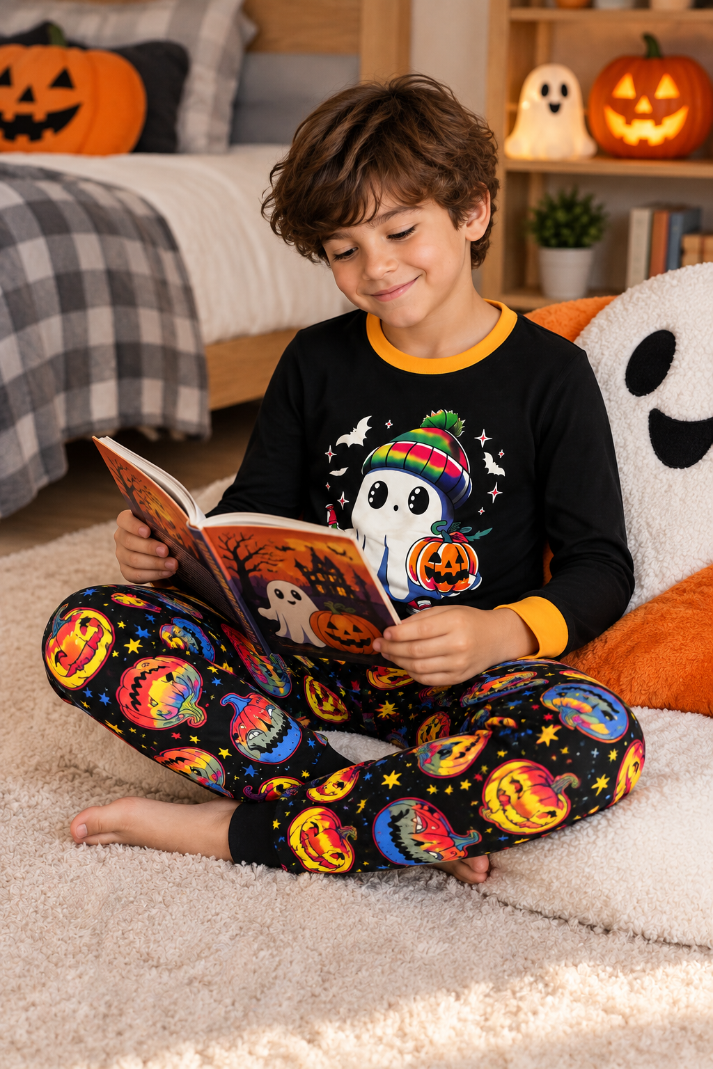 Pijama De Halloween/ Día De Muertos Infantil Niñ@s Térmica Moda Fantasma