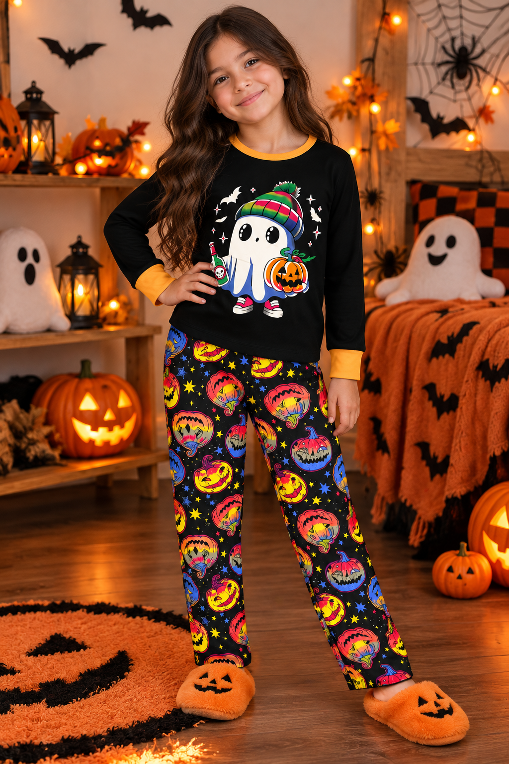 Pijama De Halloween/ Día De Muertos Infantil Niñ@s Térmica Moda Fantasma