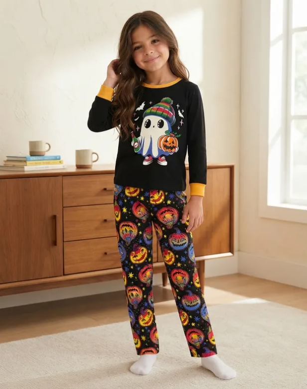 Pijama De Halloween/ Día De Muertos Infantil Niñ@s Térmica Moda Fantasma