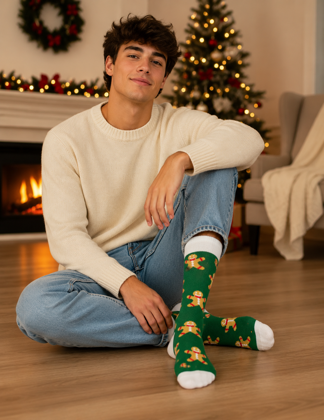 Calcetines Navideños Diseño De Galletitas De Jengibre