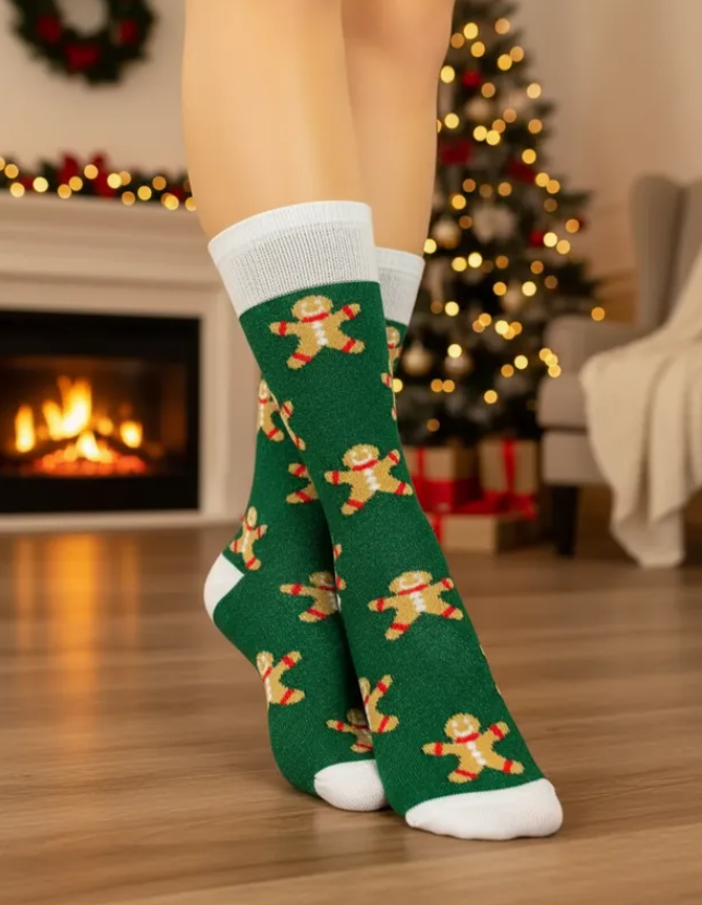 Calcetines Navideños Diseño De Galletitas De Jengibre
