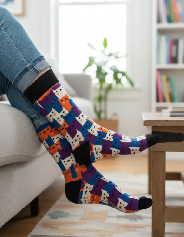 Calcetines Divertidos "Gatitos De Colores"