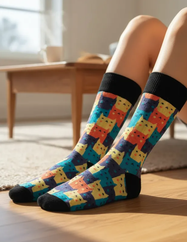 Calcetines Divertidos "Gatitos De Colores"