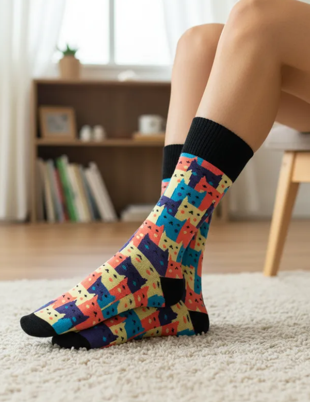 Calcetines Divertidos "Gatitos De Colores"